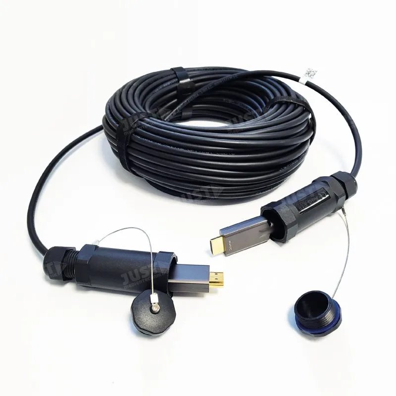 30m HDMI2.0 AOC Kabel, armiert, mit Schutzhülsen