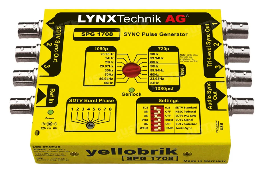 yellobrik SPG1708 HD/SD Sync Pulse Generator with Genlock Input