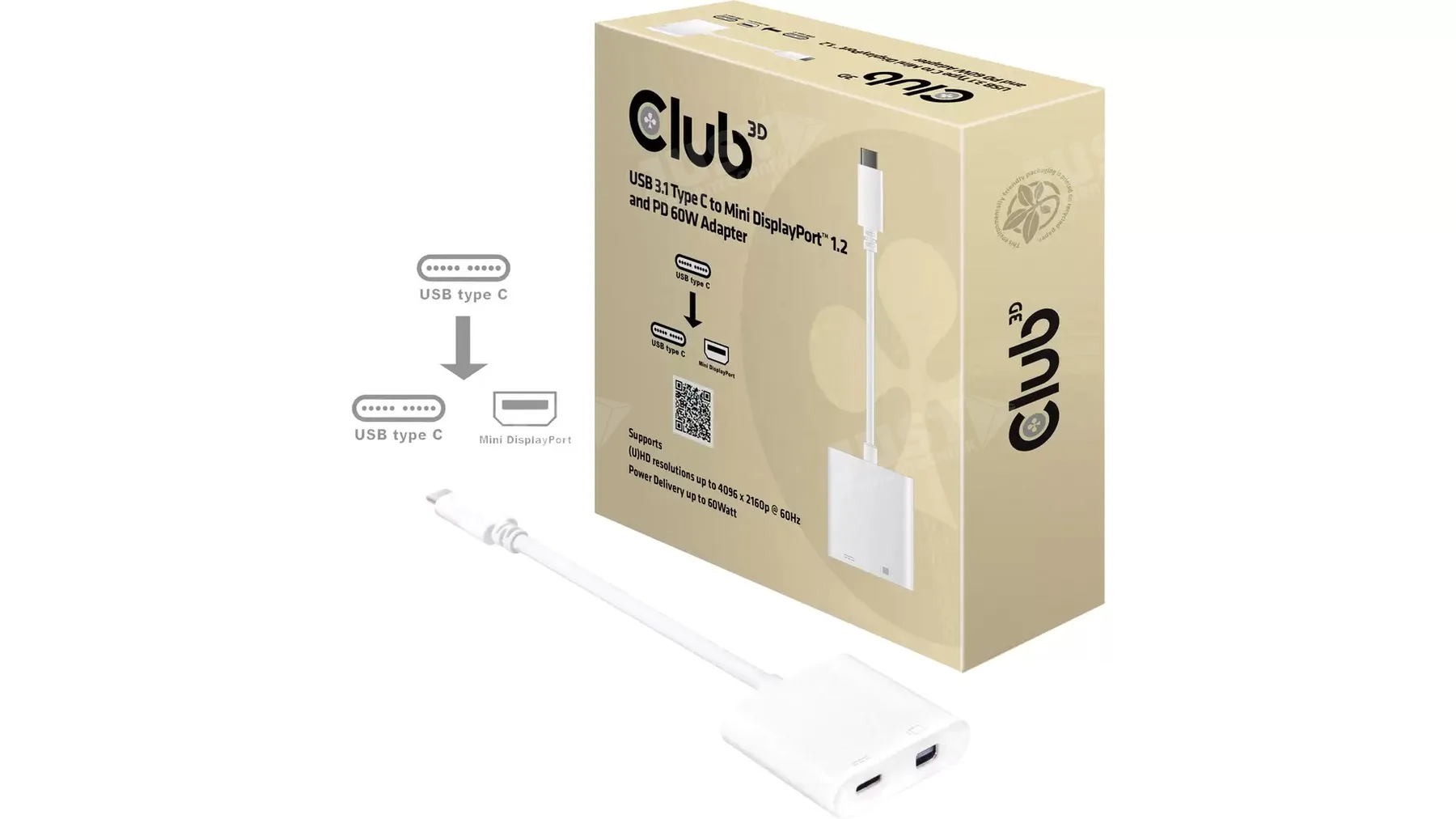 USB 3.1 Typ C -> MiniDisplayPort 1.2 Adapter und PD 60W